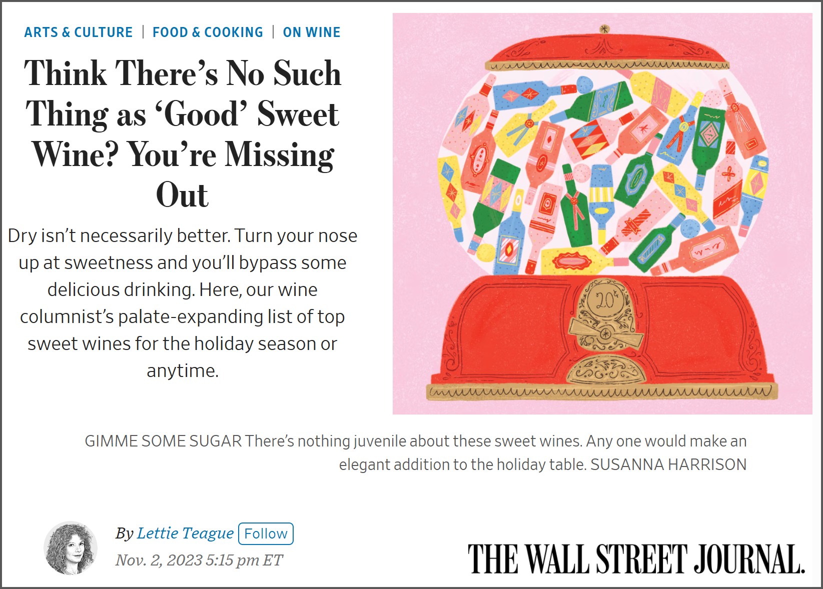 The Wall Street Journal about MARANI Kindzmarauli